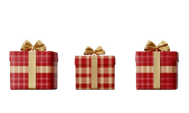 A red gift box wrapped in gold ribbon