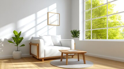 Modern Living Room Interior Design, Cozy Chair - Biophilic Design (.