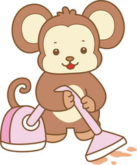 Cute Monkey vector icon. Funny baby Monkey animal series stock illustration. life of fluffy Monkey designs.