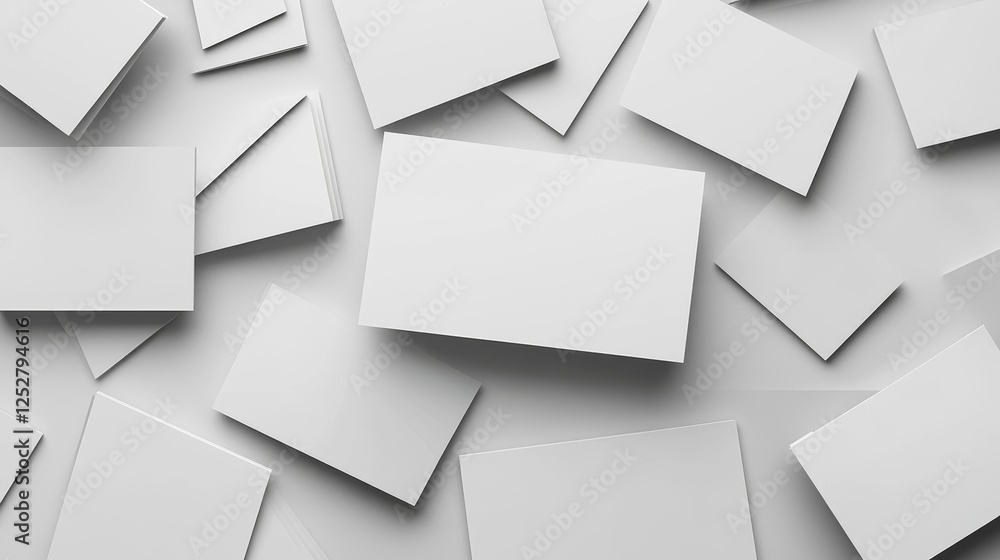 Poster blank business cards template on gray abstract background. vector realistic mockup of 3d white name 