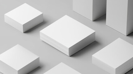 Blank business cards template on gray abstract background. Vector realistic mockup of 3d white name cards. Design set of empty paper stationery for company presentation with contact information