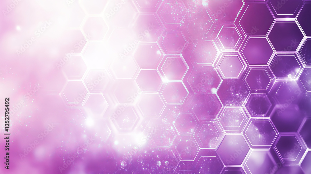 Aufkleber purple pastel medical and tech background with hexagon pattern and bright sparkles. realistic vector