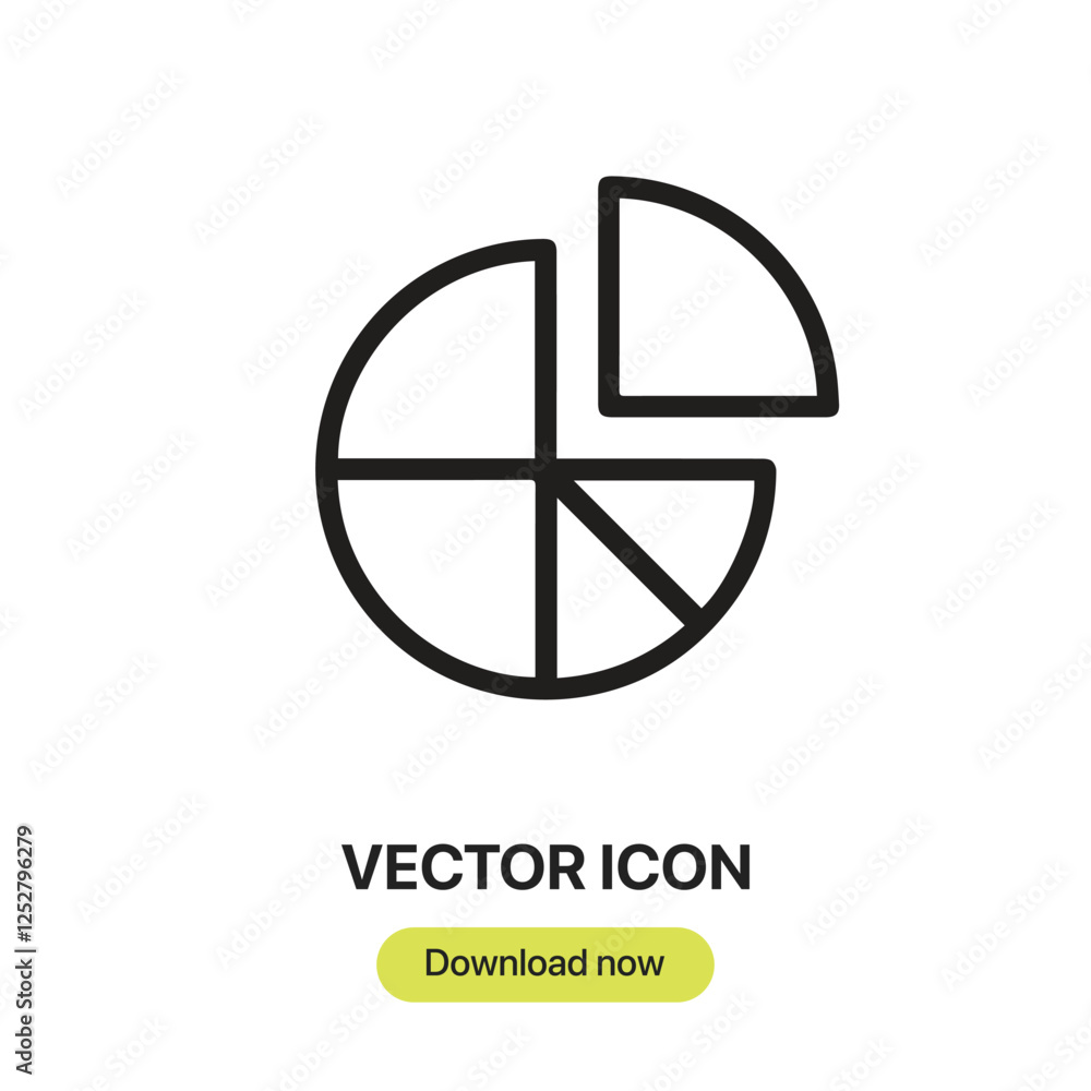 Poster pie chart icon vector. linear-style sign for mobile concept and web design. pie chart symbol illustr