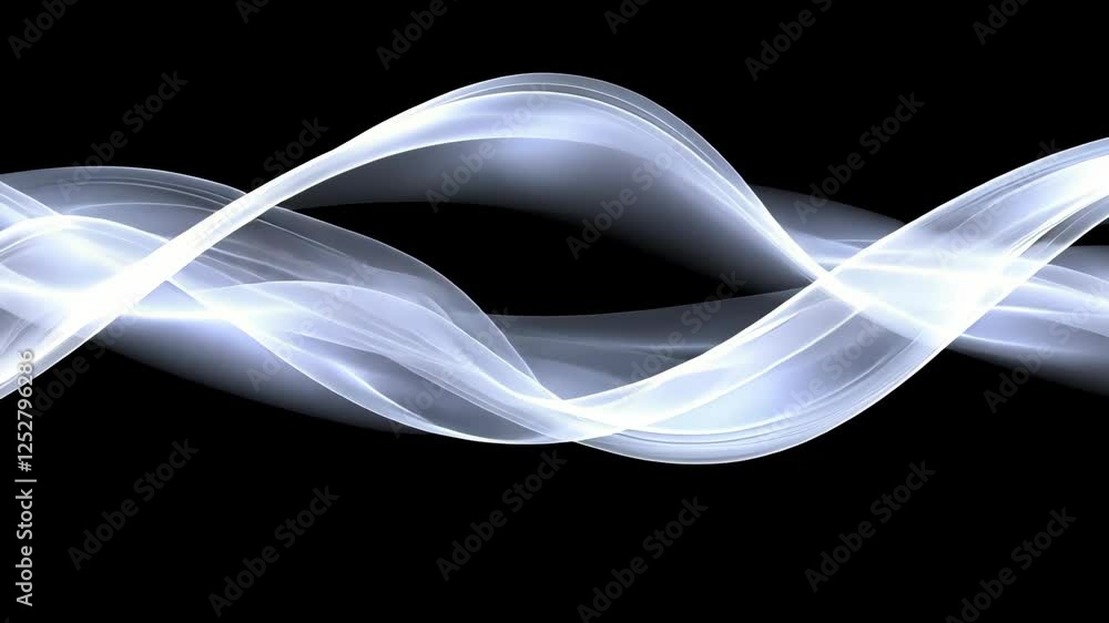 Poster flowing white waves create a smooth, dynamic pattern against a dark background