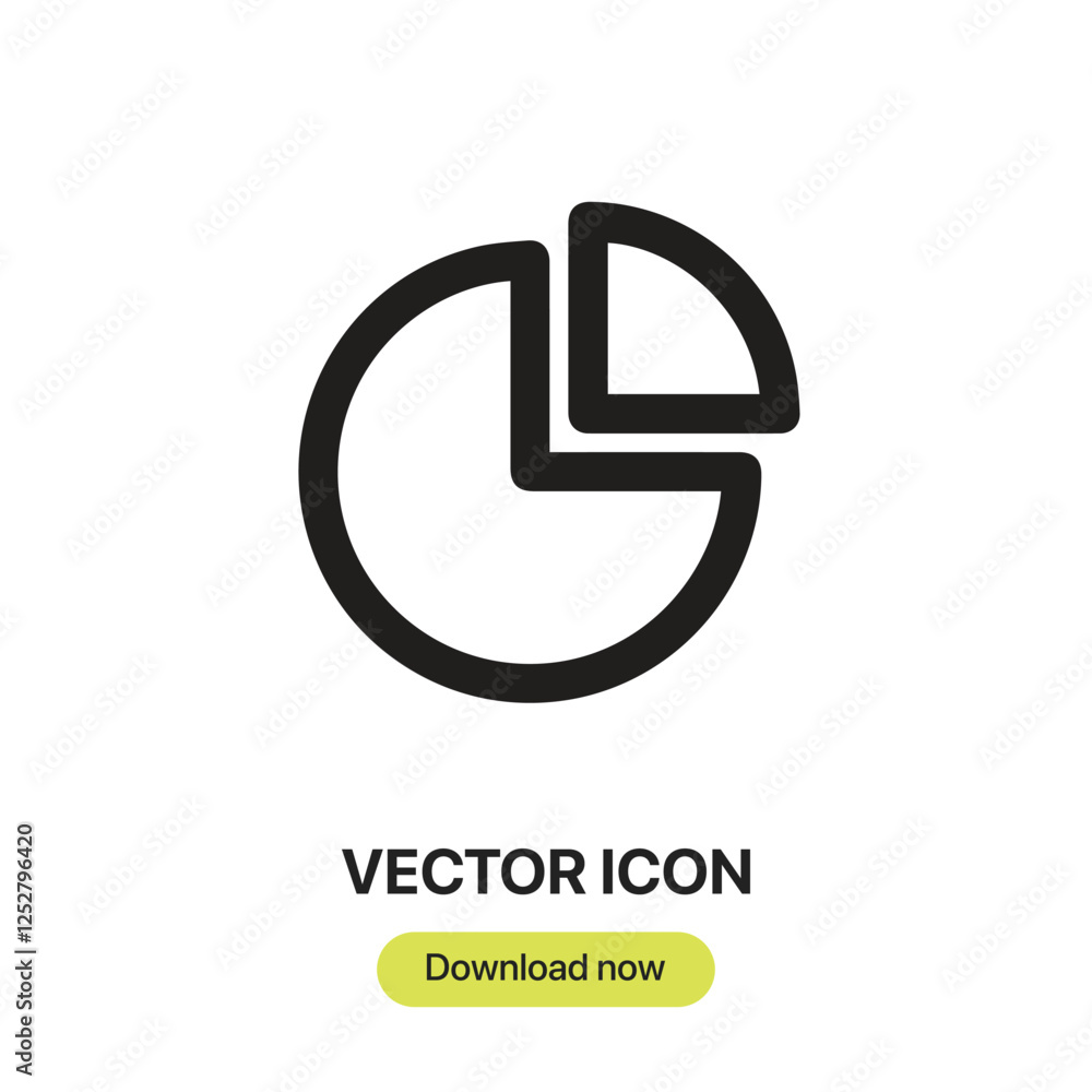 Poster pie chart icon vector. linear-style sign for mobile concept and web design. pie chart symbol illustr