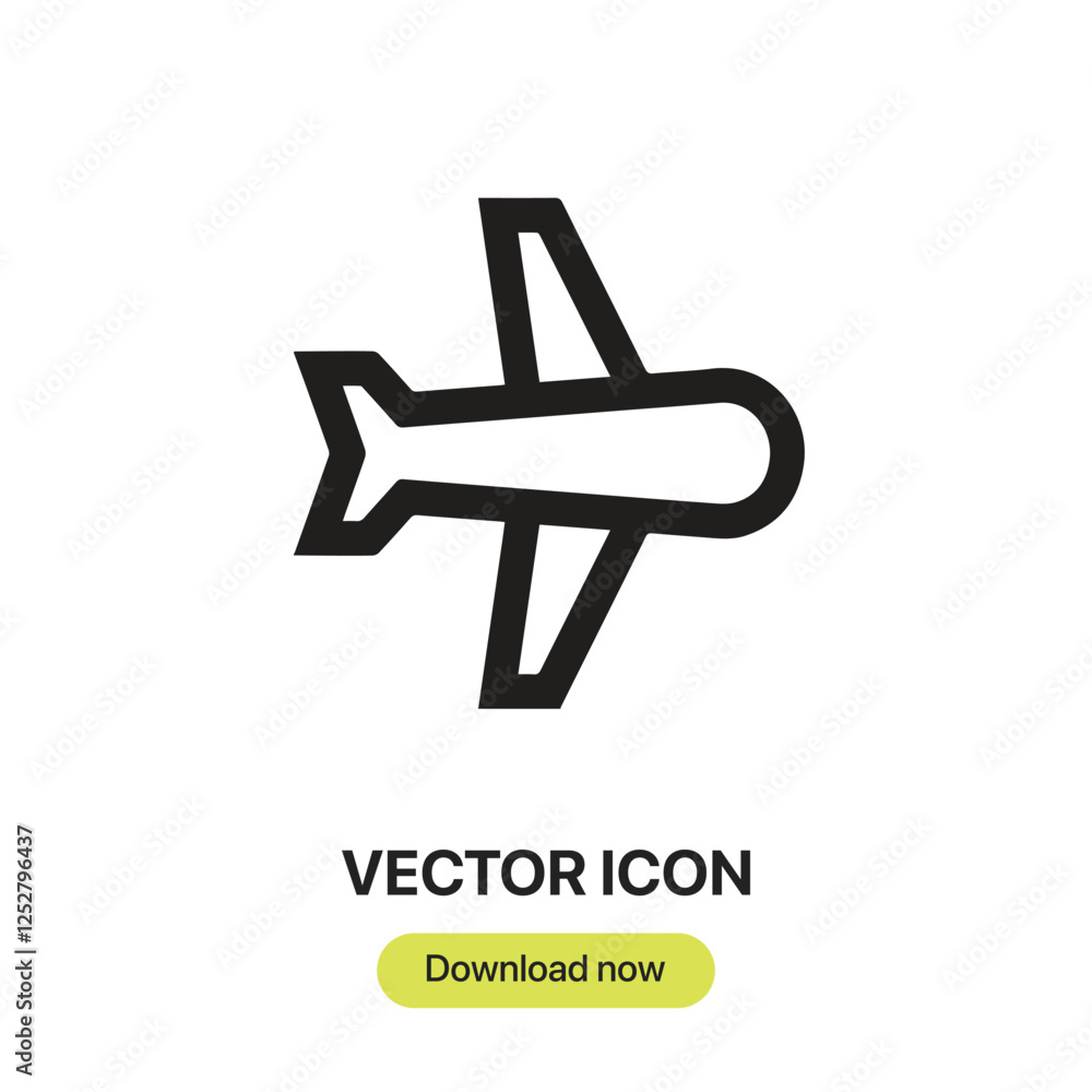 Poster airplane icon vector. linear-style sign for mobile concept and web design. airplane symbol illustrat