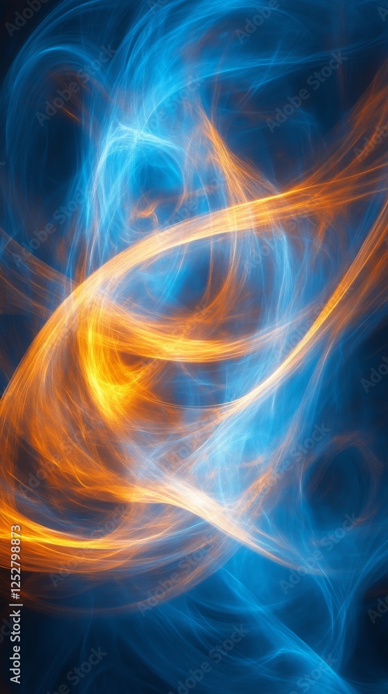 Aufkleber abstract swirling blue and orange light patterns, dynamic color flow concept