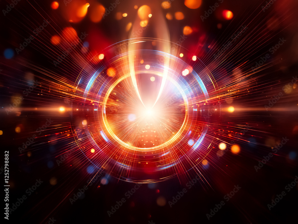 Aufkleber vibrant abstract image featuring a central glowing orb emitting radiant light and energy in warm ton
