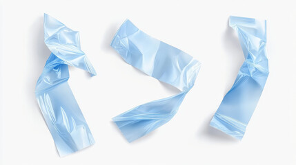 Plastic transparent duct tape paper sticker vector. Glue strip realistic sellotape texture overlay. 3d isolated sticky crumpled cellophane set. Used cut rectangle scotch cross piece mock up template