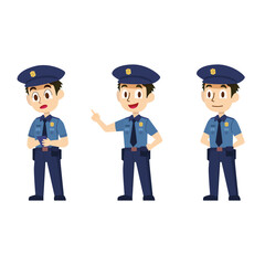 Friendly Police Officer Character Poses