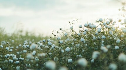 Cotton Plantation Field Ready for Harvest. Cotton Farm with Mature Plants in Background, Agricultural Landscape
