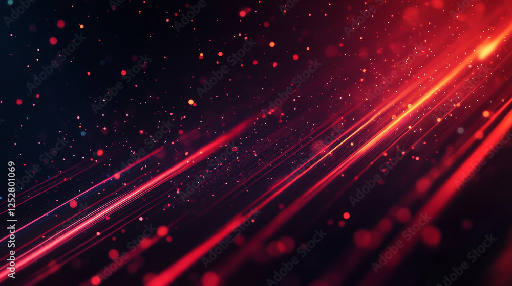 Aufkleber neon red light lines glowing on black background. vector realistic illustration of horizontal laser 