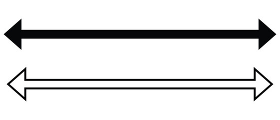 double side long and thin arrow icon set. flat style left and right long arrow icon. vector illustration.