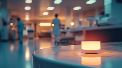 Compact wireless health sensor on marble countertop