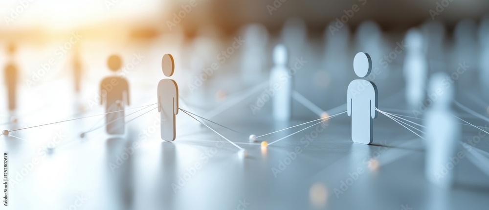 Poster a conceptual image depicting figures interconnected by lines, symbolizing networking, communication,