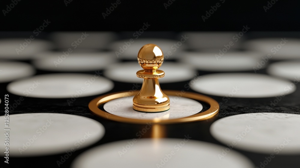 Aufkleber a golden chess pawn stands prominently on a patterned board, emphasizing strategy and focus in a min