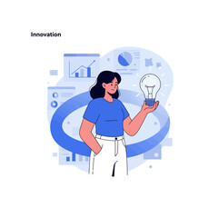 Woman Holding Lightbulb Idea Innovation Concept Illustration