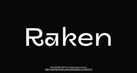 Raken, Modern minimal abstract alphabet fonts. Typography technology, electronic, movie, digital, music, future, logo creative font.