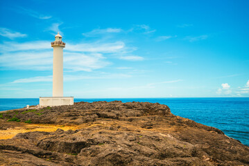 Cape Zampa Lighthouse located at Cape Zampa, Okinawa in Japan
