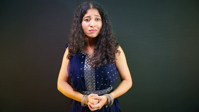 Girl standing in distress and angry