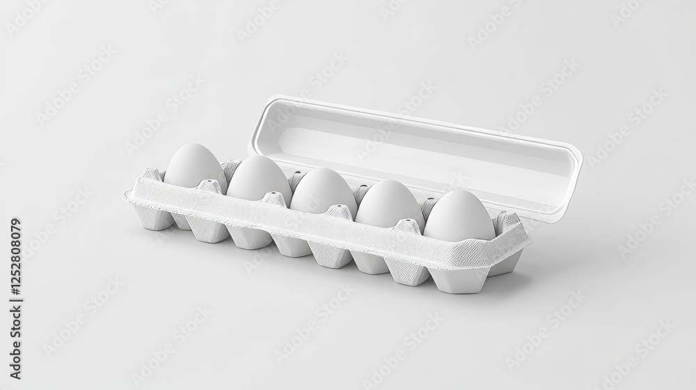 Poster carton egg tray, blank box package mock up. vector realistic mockup of 3d open and closed cardboard 
