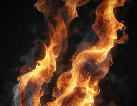 Intricate patterns of flame and smoke on a dark background, conveying a sense of depth and mystery , , intricate