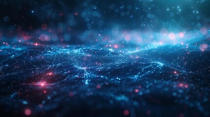 Abstract representation of digital connections with glowing particles over a dark background