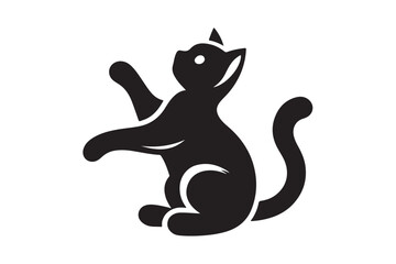 Cat playing icon silhouette on white background. (1)