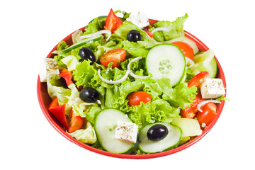 Greek salad on the white background