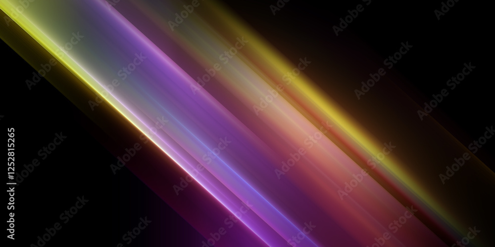 Poster abstract blurred background with colorful stripes of light on dark orange and black, lines with grad
