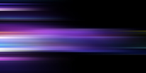 Abstract blurred background with colorful stripes of light on dark orange and black, lines with gradient effect, glowing and flowing in motion