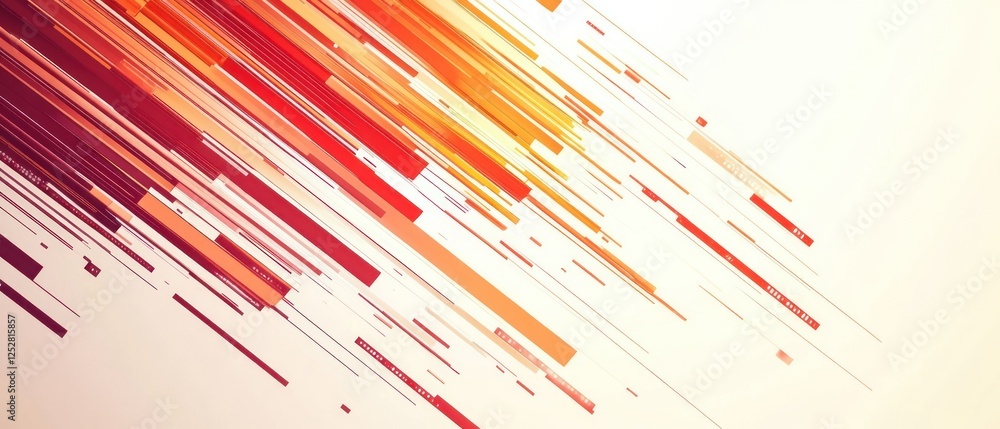 Poster abstract pattern featuring dynamic streaks of orange and red hues against a soft background, creatin