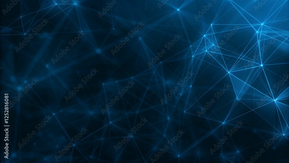 Wall mural abstract blue background featuring connected lines and polygonal shapes, representing futuristic dig