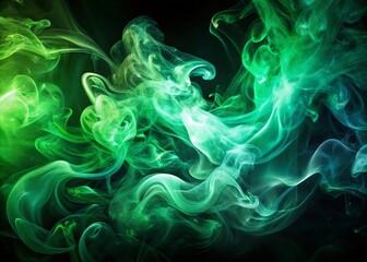 Obraz premium Abstract Green Smoke Pattern, Modern Artistic Background, High Depth of Field