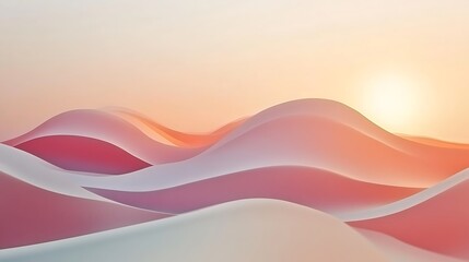Abstract Pastel Waves Sunset Landscape