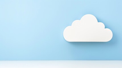 A minimalist cloud decoration against a soft blue wall creates a serene and calming atmosphere.