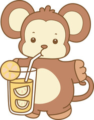 Cute Monkey vector icon. Funny baby Monkey animal series stock illustration. life of fluffy Monkey designs.