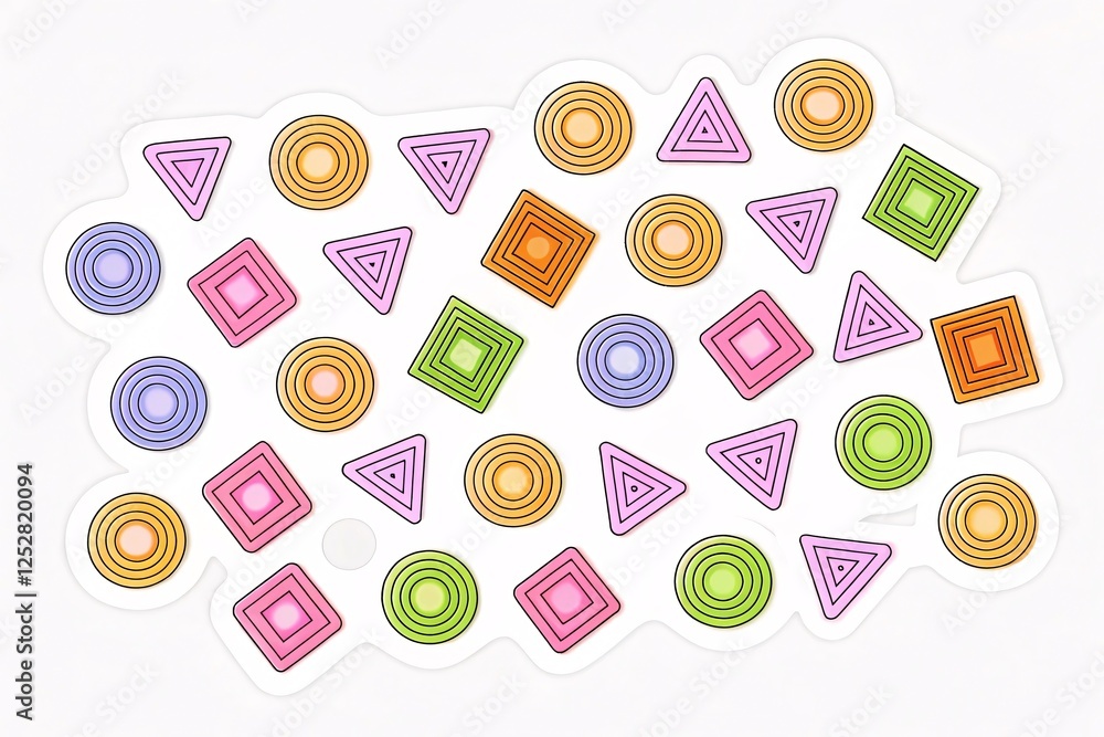 Poster colorful geometric shapes display abstract background digital art vibrant environment top-down view 