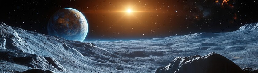 Naklejka premium Breakthrough in space exploration flat design front view astronomy theme 3D render Complementary Color Scheme