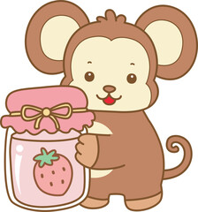 Cute Monkey vector icon. Funny baby Monkey animal series stock illustration. life of fluffy Monkey designs.
