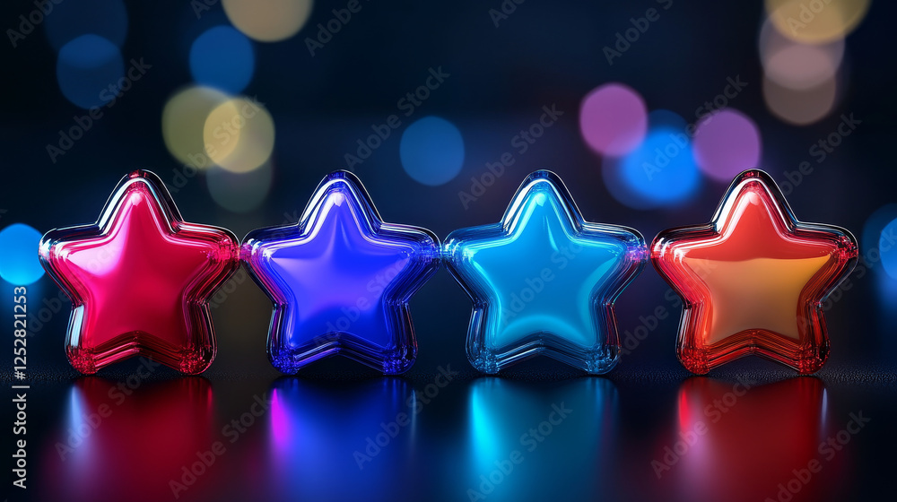 Poster game icon of rating star changing colors from red to blue. vector sprite sheet with rank button. car