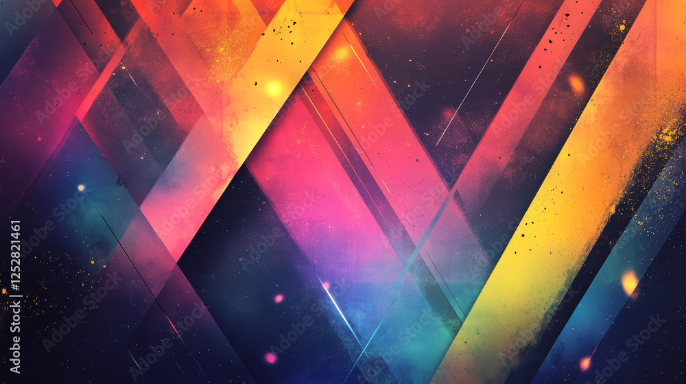 Poster abstract template horizontal banner with color triangle pattern