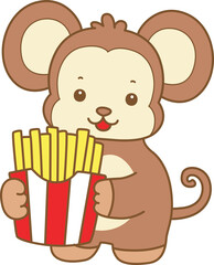 Cute Monkey vector icon. Funny baby Monkey animal series stock illustration. life of fluffy Monkey designs.