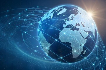 Fototapeta premium Global Network Connectivity Illustration with Earth and Light Effects
