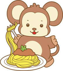Cute Monkey vector icon. Funny baby Monkey animal series stock illustration. life of fluffy Monkey designs.