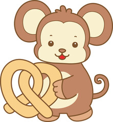 Cute Monkey vector icon. Funny baby Monkey animal series stock illustration. life of fluffy Monkey designs.