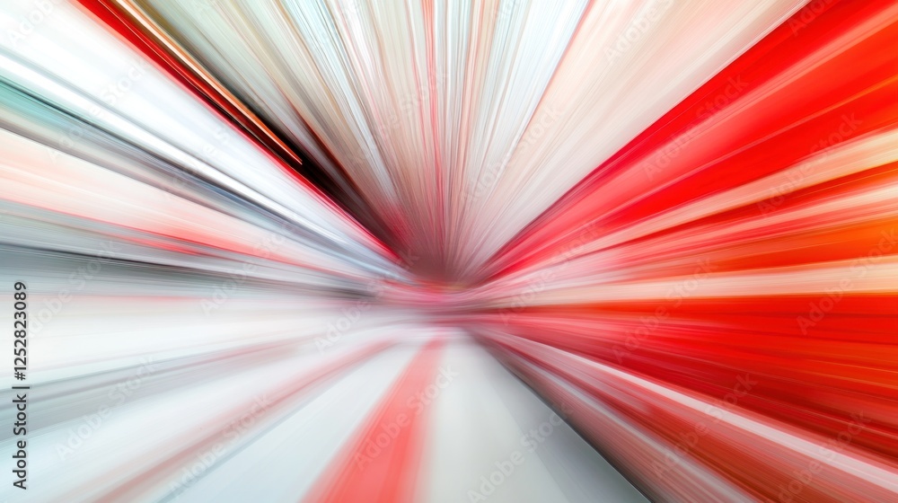 Poster abstract dynamic motion blur image showcasing vibrant red and white streaks, creating a sense of spe