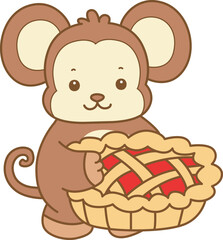 Cute Monkey vector icon. Funny baby Monkey animal series stock illustration. life of fluffy Monkey designs.