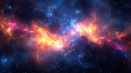 Stunning Cosmic Art of a Nebula in Space with Bright Colors of Orange, Blue, and Purple, Representing the Beauty of the Universe