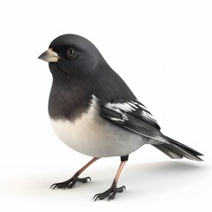 Obraz premium Black-capped bird standing gracefully on a white background